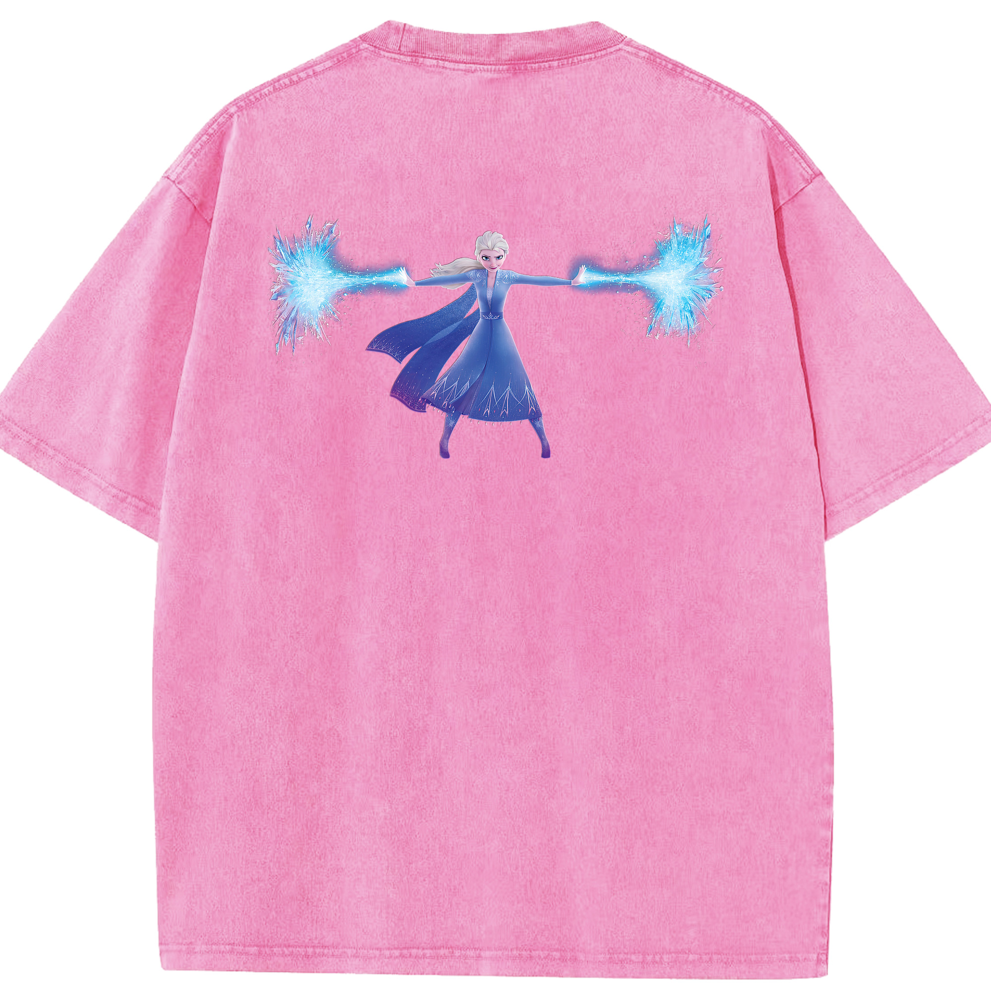 （画像用） アナと雪の女王 アンナ エルサ Frozen Anna Elsa 綿100% ヴィンテージ風 半袖Tシャツ（背面プリント）